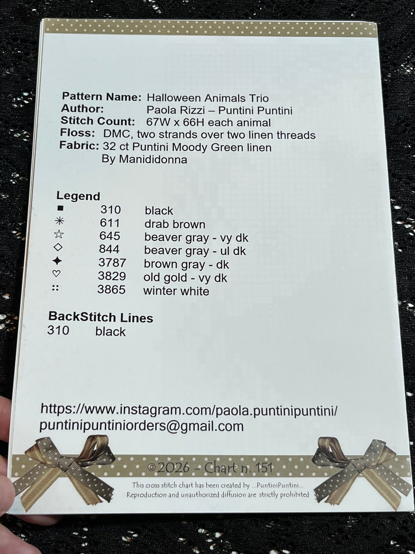 'Halloween Animals Trio' Cross Stitch Pattern